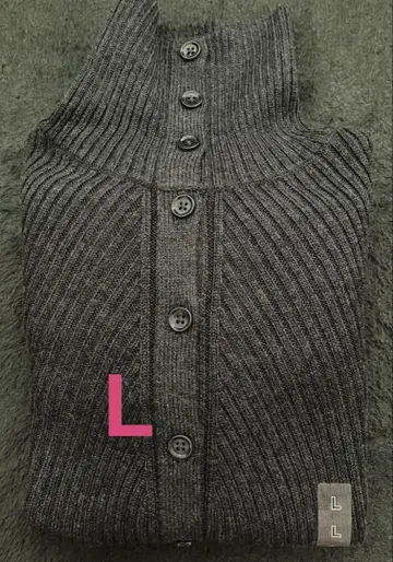 유니클로 U 메리노 블렌드 하이넥 가디건 L 다크 그레이 UNIQLO