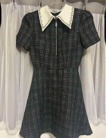 ROBE de FLEURS 비쥬 체크 무늬 A라인 드레스