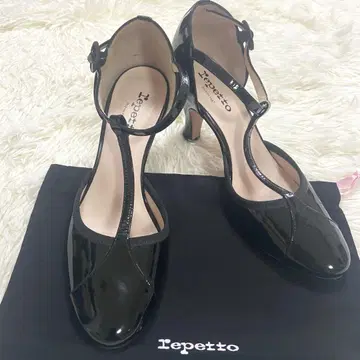 [ 새상품급 ] 레페토repetto 에나멜 스트랩 펌프스 T스트랩 블랙