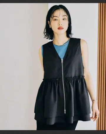 LEPSIM 개더 WZIP 베스트 TALL 블랙