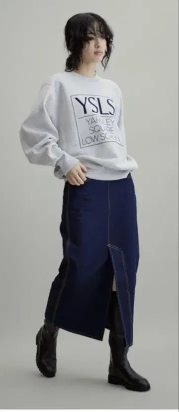 ADAM ET ROPE' 데님 롱 스커트