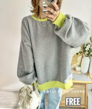 AMELY [ ema님 콜라보 ] 풀오버 와플 탑 오버사이즈
