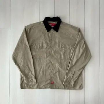 Dickies 바이컬러 워크 셔츠 베이지 x 블랙 배색 옷깃 L