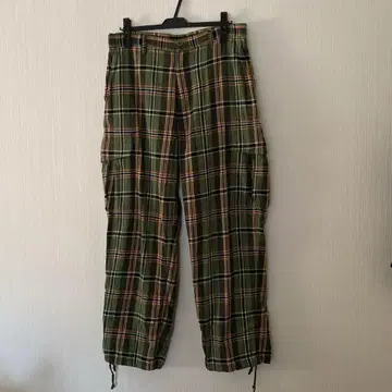 X-LARGE 그린 계열 체크 무늬 워크 팬츠
