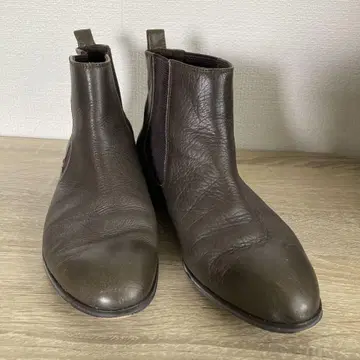 브라운 가죽 사이드 고어 숏부츠