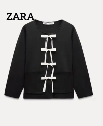 ZARA 리본 니트 가디건 블랙