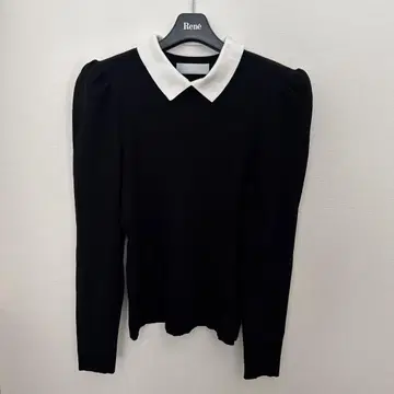 셀포드 화이트 카라 퍼프 슬리브 니트