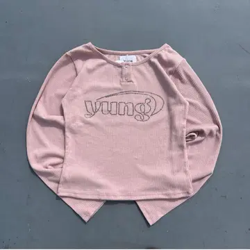 yung 로고 rhinestone fit ls 티 핑크 M 사이즈