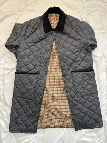 새상품급 LAVENHAM 36 리버서블 퀼팅 체크 무늬 2way