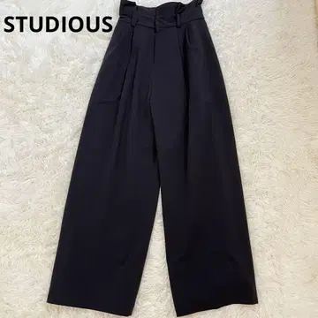 STUDIOUS 하이웨스트 와이드 팬츠 블랙