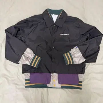 Champion 나일론 자켓 M 블랙/그레이/퍼플