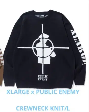 X LARGE x PUBLIC ENEMY 크루넥 니트 L 블랙