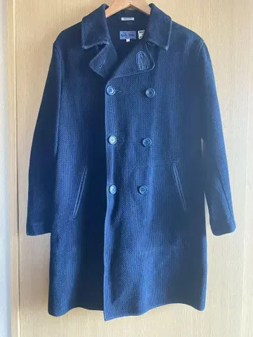 BLUEBLUE 인디고 코트 네이비 나염 자수 도복
