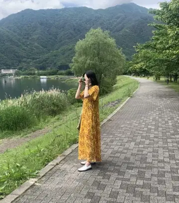 ZARA 꽃무늬 반팔 맥시 길이 롱 원피스