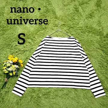 [나노 유니버스] 보더 티셔츠 S 화이트 x 블랙 체형 커버 스테디셀러