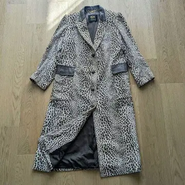 이타리야 이탈리아 레오파드 무늬 레오파드 롱 코트 가죽 x 보아 퍼