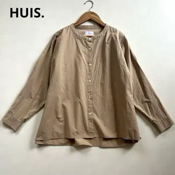 HUIS. 하우스 오가닉 코튼 밴드 카라 와이드 블라우스 엔슈 직물