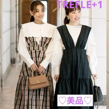 TREFLE+1 체크 오버롤 스커트