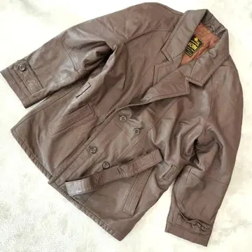 LEONE Vera Pelle 남성용 이탈리아제 가죽 코트 브라운