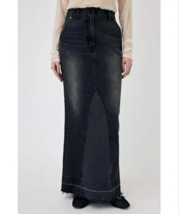 MOUSSY 마우지 머메이드 데님 롱 스커트 블랙 컷오프 0