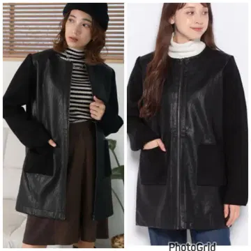 부즈루드 Bou Jeloud 페이크 가죽 밀라노 리브 니트 코트