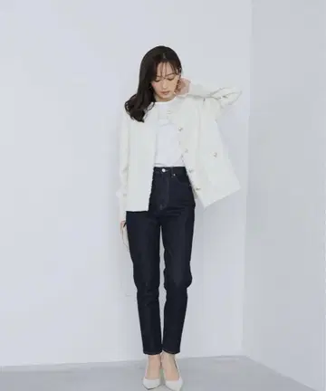 anuans 다크 블루 스트레이트 데님 하이웨스트
