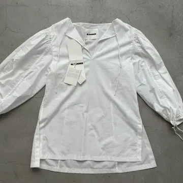 질 샌더 JIL SANDER 화이트 풀오버 셔츠 벌룬 소매