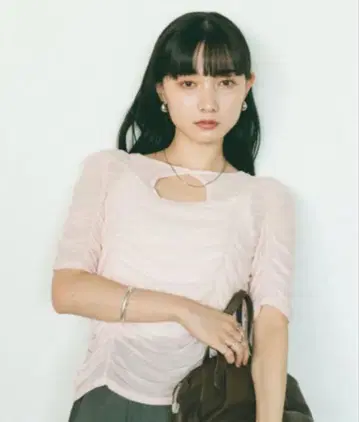 VANNIE U 티셔츠 개더 튤 시어 탑 여성용 핑크