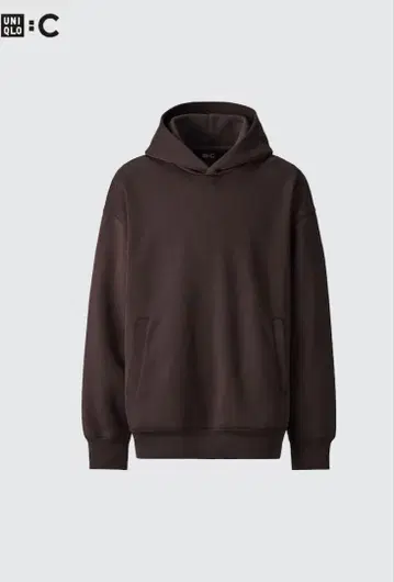 UNIQLO C 맨투맨 오버 사이즈 풀 후드티 다크 브라운 S