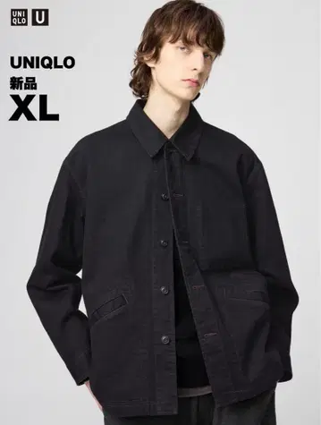 [ 새상품 ] UNIQLO U 오버 사이즈 컬러 데님 자켓 블랙 XL