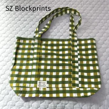 SZ Blockprints SZ 블록 프린트 토트백 체크