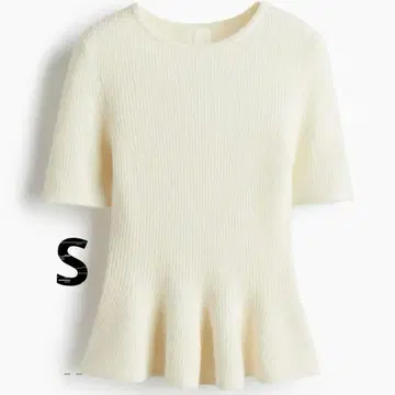 H&M 페플럼 니트 RIB-KNIT PEPLUM TOP 크림 S