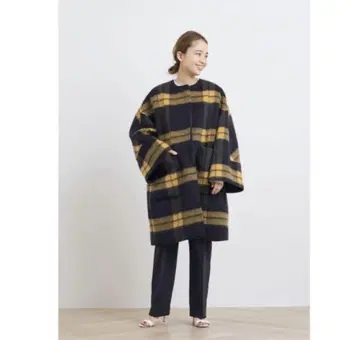 요리 샤기 체크 코트