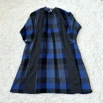 내추럴 런드리 체크 울 원피스 7부 기장