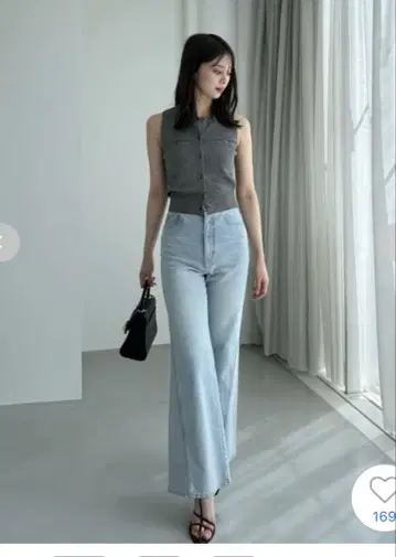 snidel Sustainable 스트레치 플레어 데님 팬츠
