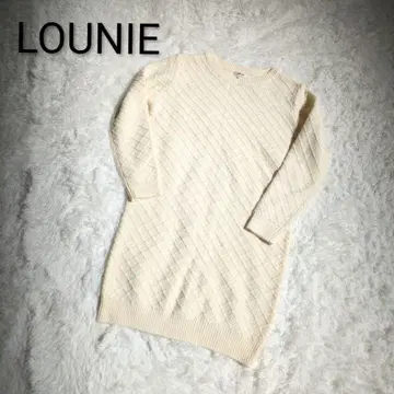 LOUNIE 루니 화이트 니트 원피스 케이블 니트 패턴 편직 화이트