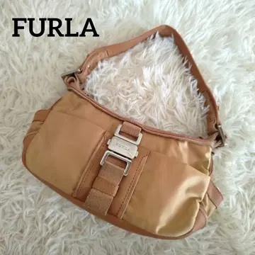 훌라 FURLA 원 숄더백 나일론 가죽 카멜 로고