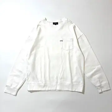 A.P.C 아페쎄 로고 자수 크루넥 긴팔 티셔츠 M 화이트