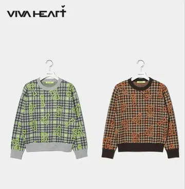 VIVA HEART 체크 JQ 로고 니트
