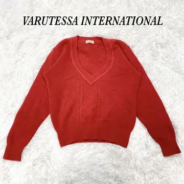 새상품급 VARUTESSA 캐시미어 혼방 빨간색 V넥 스웨터 인기 여성용