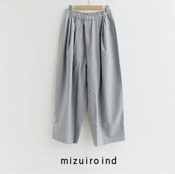 mizuiroind 와이드 팬츠 그레이 개더턱