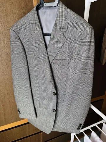 온워드 카시야마 울 100% 그레이 계열 체크 테일러드 자켓