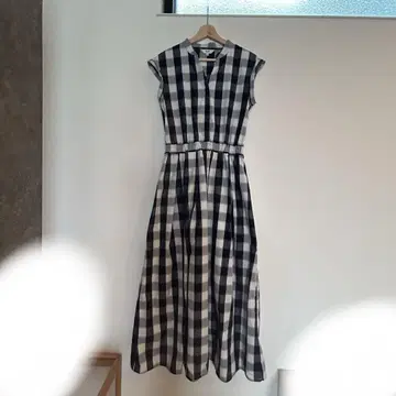 BEAMS HEART 슬리브리스 체크 무늬 원피스 M
