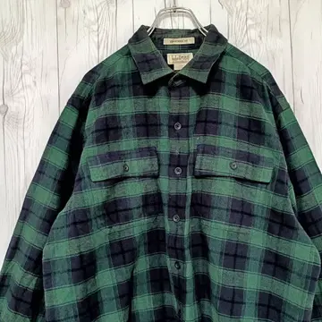 엘엘빈 플란넬 셔츠 긴팔 셔츠 체크 무늬 좋은 배색 90s L