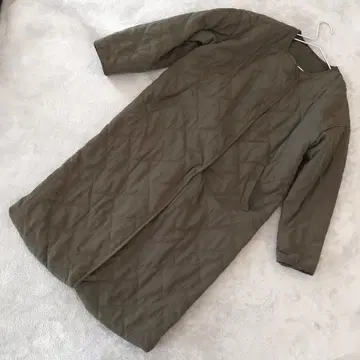 gleeful 퀼팅 코트 카키 롱 사이즈 M 다이아 퀼팅