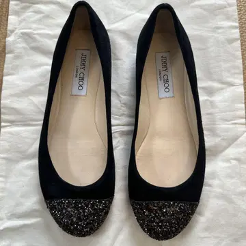 JIMMY CHOO 플랫슈즈 블랙 스웨이드 라메