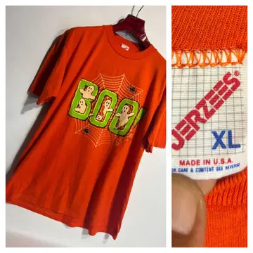 80s 빈티지 RUSSELL 러셀 USA제 BOO! 유령 거미줄 T셔츠
