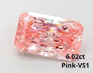 6.02ct Pink-VS1 래디언트 컷 랩그로운 다이아몬드