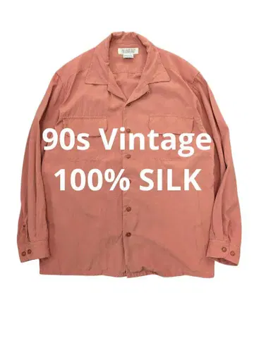 90s Vintage 100% 실크 오픈 카라 셔츠 빈티지 구제 의류
