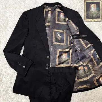 폴스미스 컬렉션 개 도그 초상화 올 패턴 셋업 수트 광택 블랙